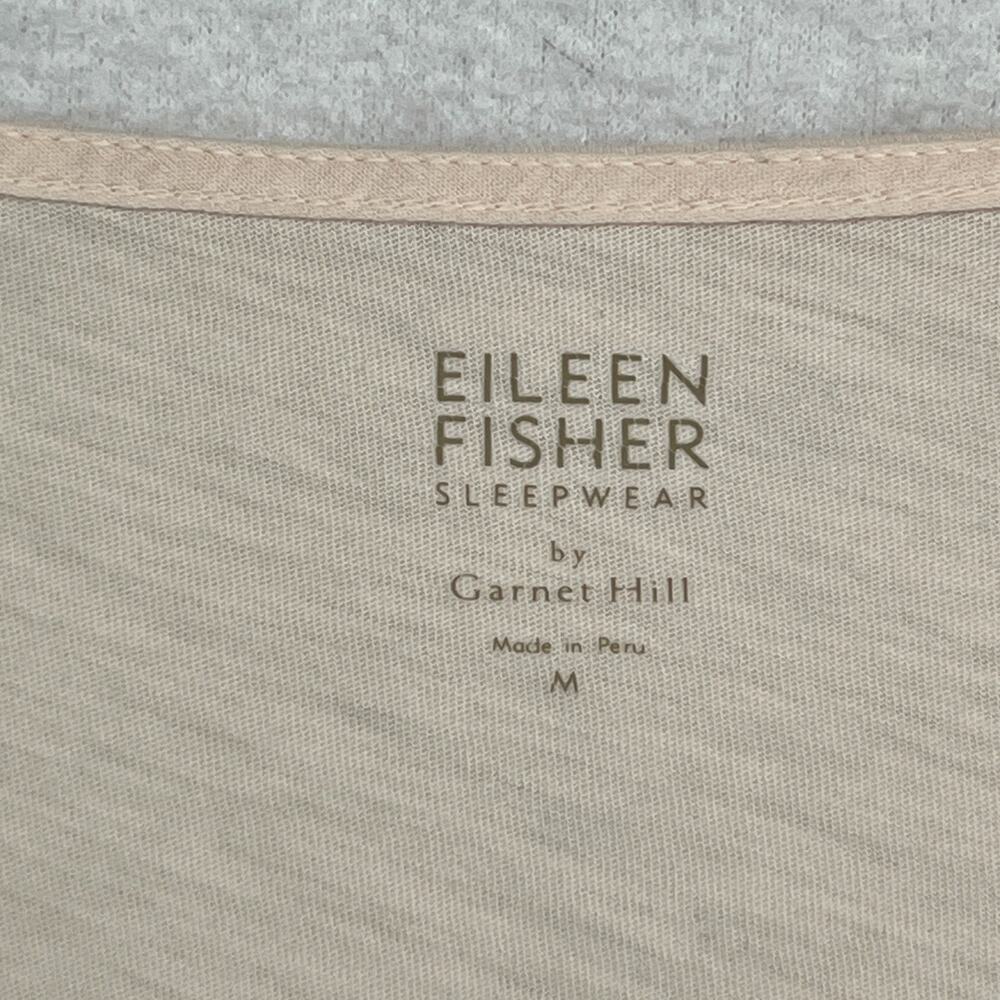EILEEN FISHER GARNET HILL Top M Slub Organic Cotton Knot Sleepwear Pajama Pink - Picture 5 of 11
